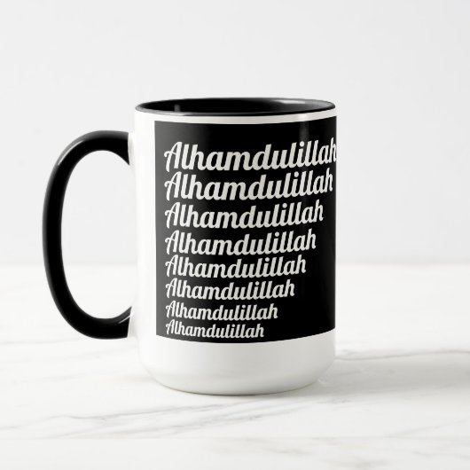Alhamdulillah Typografie White auf der schwarzen M Tasse (Links)