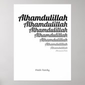 Alhamdulillah Typografy Black Gradation on White Poster (Vorne)