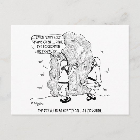 Ali Baba vergisst sein Passwort Postkarte (Vorderseite)
