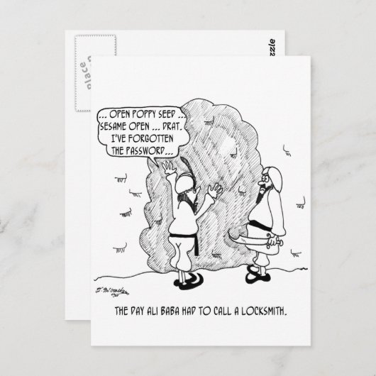 Ali Baba vergisst sein Passwort Postkarte (Vorne/Hinten)