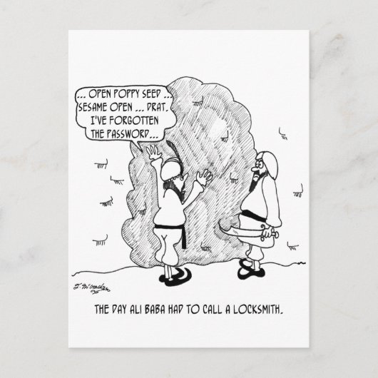 Ali Baba vergisst sein Passwort Postkarte (Vorderseite)