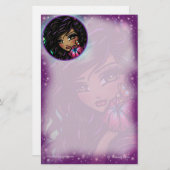 "Aliah" Hibiskus-feenhafte Fantasie-Kunst durch Briefpapier (Vorne/Hinten)