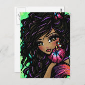 "Aliah" Hibiskus Mermaid Fantasy Art Postcard Postkarte (Vorne/Hinten)