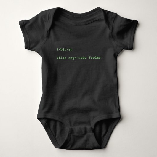 alias cry="sudo feed" Baby Bodysuit Strampler (Vorderseite)
