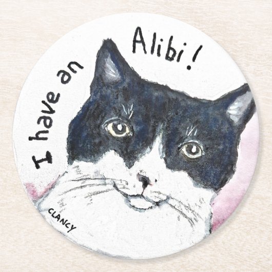 Alibi Cat Paper Untersetzer (Vorderseite)