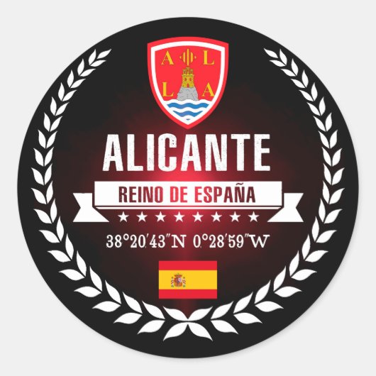 Alicante Runder Aufkleber (Vorderseite)