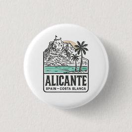 Alicante Sketch Santa Bárbara Castle Costa Blanca  Button