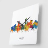 Alicante Spain Skyline Quadratische Wanduhr (Winkel)