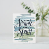 Alicante Spanien Aquarell Postkarte (Stehend Vorderseite)