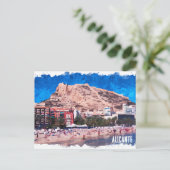 Alicante Spanien Beach View Travel Postkarte (Stehend Vorderseite)
