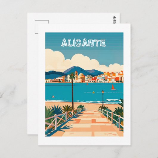 Alicante Spanien Beach View Travel Postkarte (Vorne/Hinten)