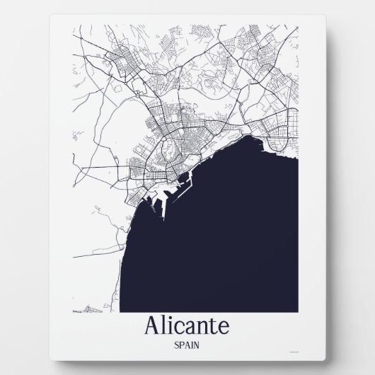 Alicante Spanien City Map Tabletop Plaque Fotoplatte (Vorderseite)