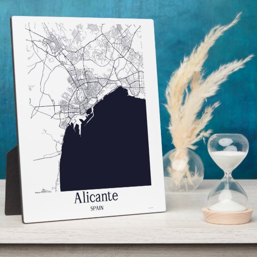 Alicante Spanien City Map Tabletop Plaque Fotoplatte (Seite)