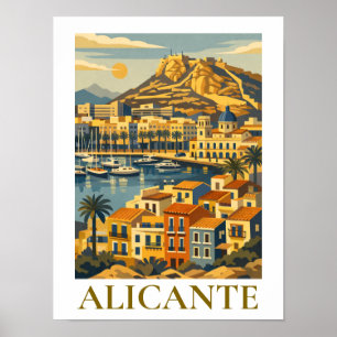 Alicante Spanien Reise Souvenir Minimalist Küste Poster