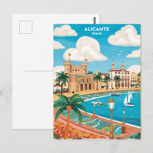 Alicante Spanien Reisen Postkarte Kunst, Dichtung  (Vorne/Hinten)