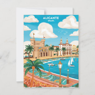 Alicante Spanien Reisen Postkarte Kunst, Dichtung 