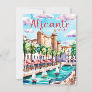 Alicante Spanien Reisen Postkarte Kunst, Dichtung 
