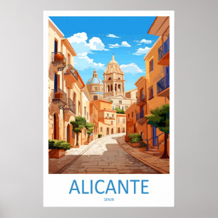 Alicante Spanien Reiseplakat Vintage Ski National Poster