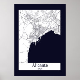 Alicante Spanien Stadtkarte Poster