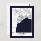 Alicante Spanien Stadtkarte Postkarte (Vorne/Hinten)