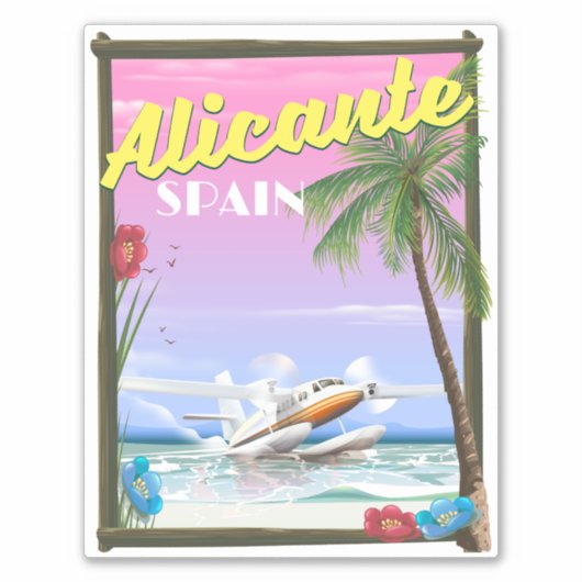Alicante Spanien Vintages Reiseplakat Aufkleber (Vorderseite)