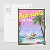 Alicante Spanien Vintages Reiseplakat Postkarte (Vorne/Hinten)