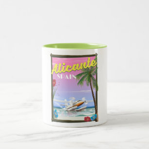 Alicante Spanien Vintages Reiseplakat Zweifarbige Tasse