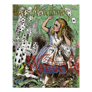 alice abenteuer karten wunderland verrückter hut m poster