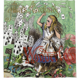 alice abenteuer karten wunderland verrückter hutma duschvorhang