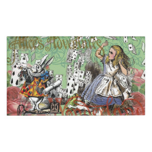 alice abenteuer karten wunderland verrückter hutma namenschild
