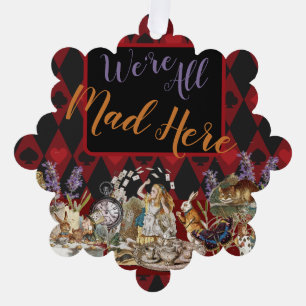 Alice Abenteuer mit Wunderland verrückter Cheshire Ornament Karte