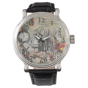 Alice Abenteuer Wunderland Vorhang Klassische Kuns Armbanduhr
