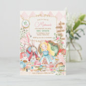 Alice Adventure in Woderland Baby Shower Tee Party Einladung (Stehend Vorderseite)