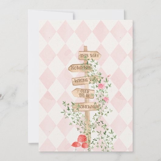 Alice Adventure in Woderland Baby Shower Tee Party Einladung (Rückseite)