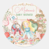 Alice Adventure in Woderland Baby Shower Tee Party Runder Aufkleber (Vorderseite)
