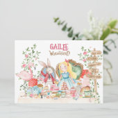Alice Adventure in Woderland Geburtstag Einladung (Stehend Vorderseite)