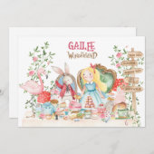 Alice Adventure in Woderland Geburtstag Einladung (Vorne/Hinten)