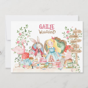 Alice Adventure in Woderland Geburtstag Einladung