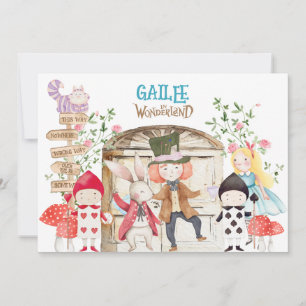 Alice Adventure in Woderland Geburtstag Einladung