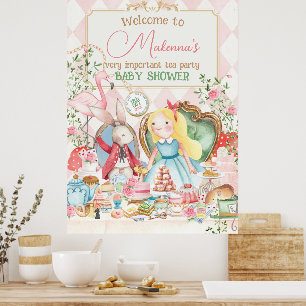 Alice Adventure Woderland Baby Showe Welcome SIgn Poster