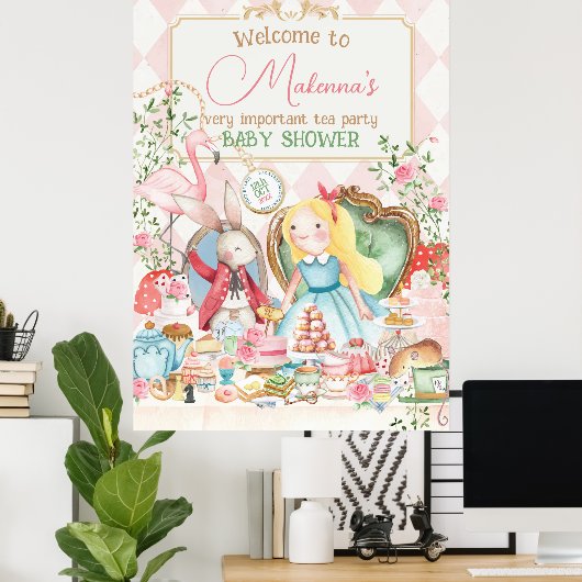 Alice Adventure Woderland Baby Showe Welcome SIgn Poster (Heimbüro)