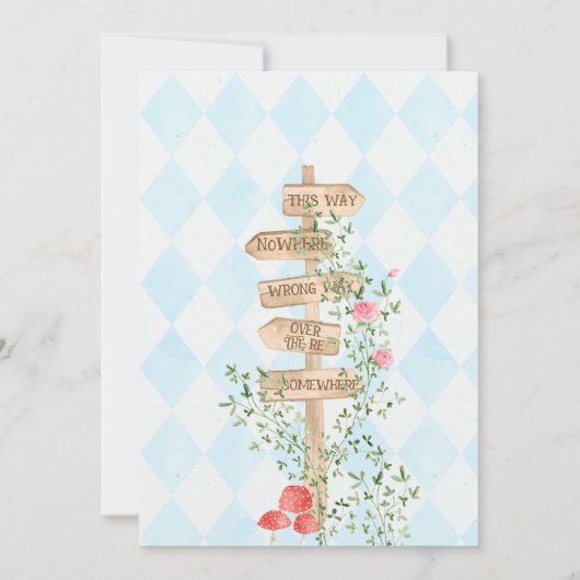 Alice Adventures in Woderland Birthday Tee Party Einladung (Rückseite)