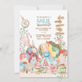 Alice Adventures in Woderland Birthday Tee Party Einladung (Vorderseite)