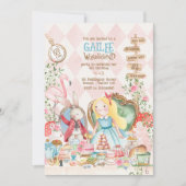 Alice Adventures in Woderland Birthday Tee Party Einladung (Vorderseite)