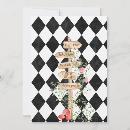 Alice Adventures in Woderland Birthday Tee Party Einladung (Rückseite)