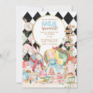 Alice Adventures in Woderland Birthday Tee Party Einladung