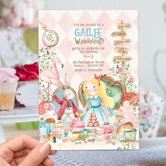 Alice Adventures in Woderland Birthday Tee Party Einladung