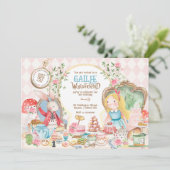 Alice Adventures in Woderland Birthday Tee Party Einladung (Stehend Vorderseite)