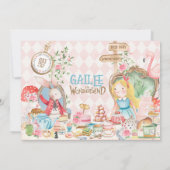 Alice Adventures in Woderland Birthday Tee Party Einladung (Rückseite)