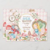 Alice Adventures in Woderland Birthday Tee Party Einladung (Vorne/Hinten)